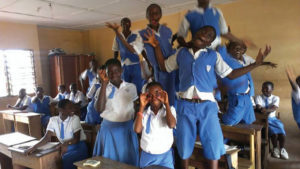 Group of students in a Ghanaian school classroom