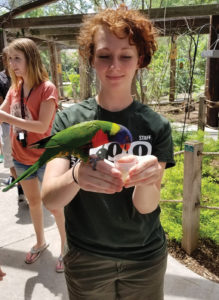 Angela Jarvis holding a bird
