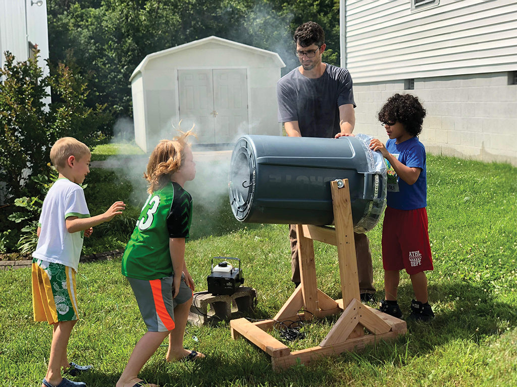 Children learning to make steam from household items