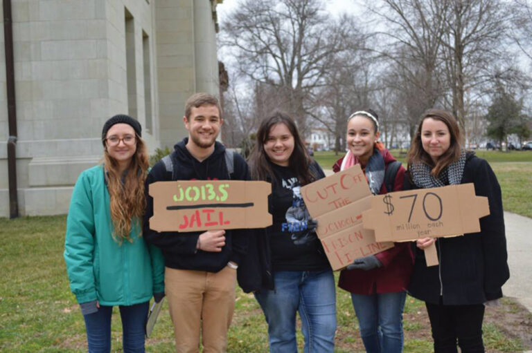 Group of People Who Care students at a rally