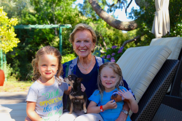 Peggy Keon and grandchildren spend time outside.