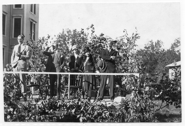 picture of the 1927 laying of the cornerstone in Seabury center.