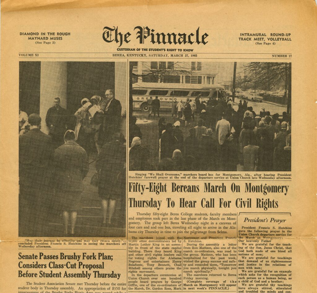 archive newspaper clipping from March 1965 Pinnacle student newspaper 