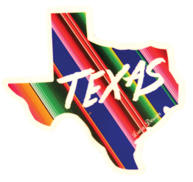 Multi-colored striped sticker of Texas