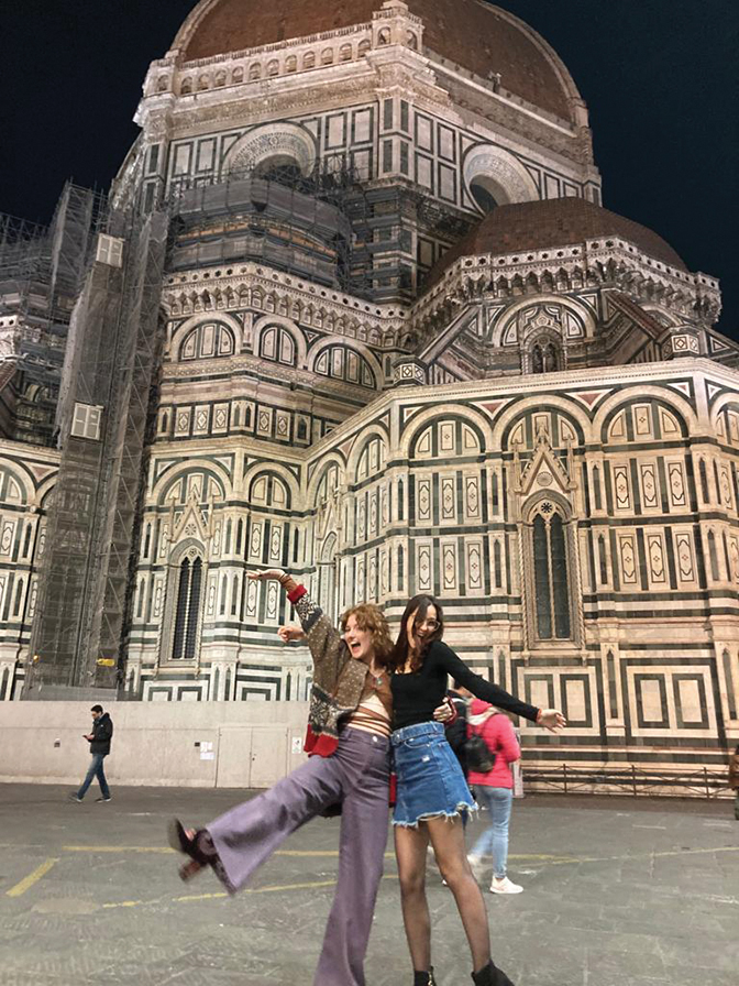 Cora Allison with a friend in Italy