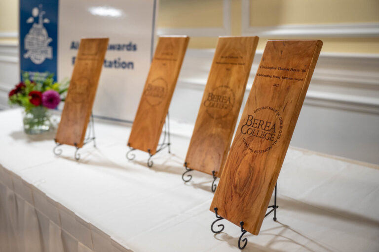 Photo of alumni award plaques from 2022