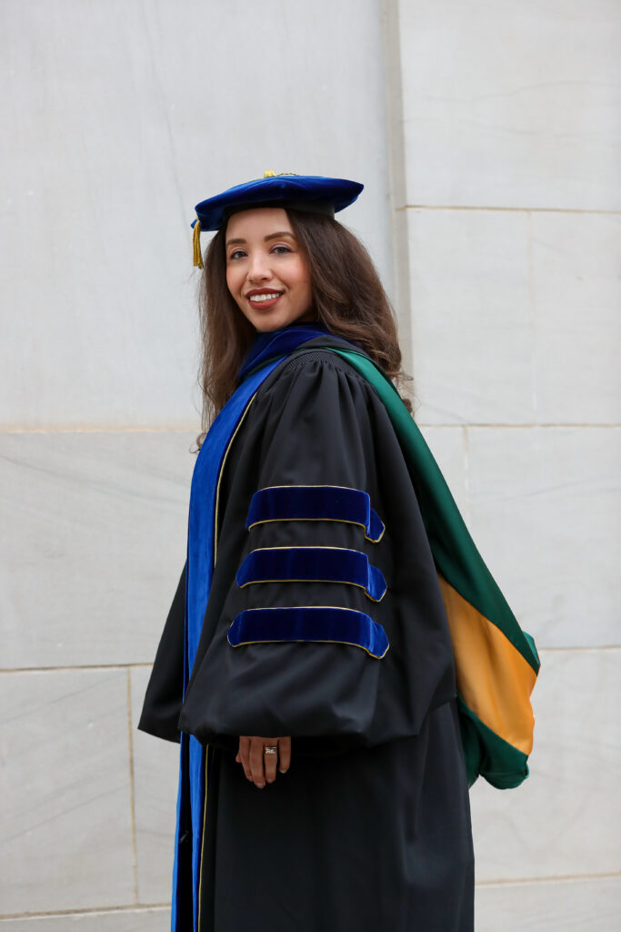 Photo of Dr. Princess Nash '07 in her graduate cap and gown