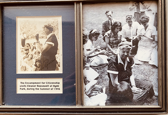 framed black and white images of Eleanor Roosevelt