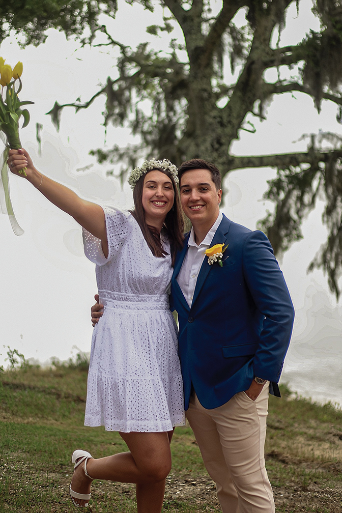 Photo of Sydney Coleman and Zach Campbell on their wedding day