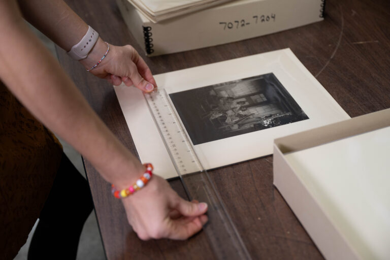 Berea’s Premier Art Museum An image is measured out with a ruler on a table in the Doris Ulmann Galleries.