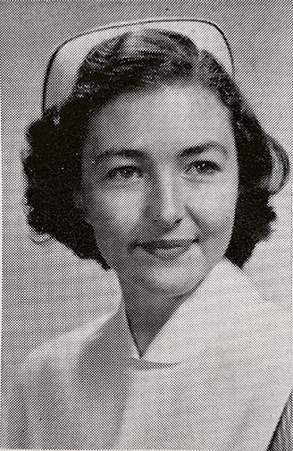 Black-and-white portrait of Martha Salter in her nursing uniform